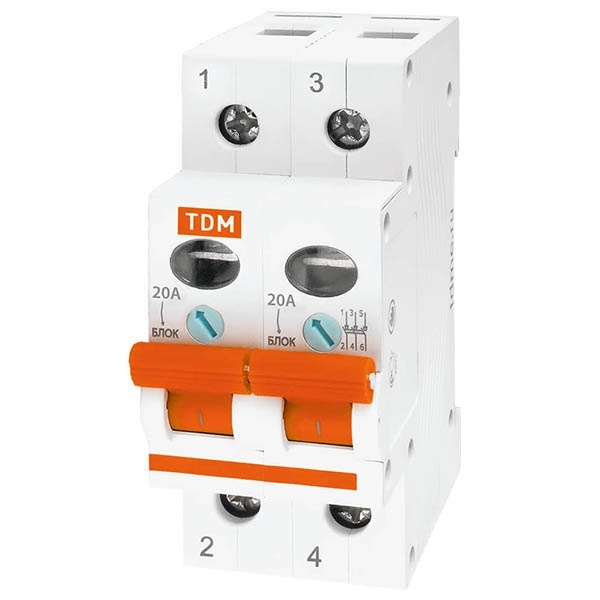 Выключатель нагрузки TDM ВН-32 2P 20A однофазный (рубильник)