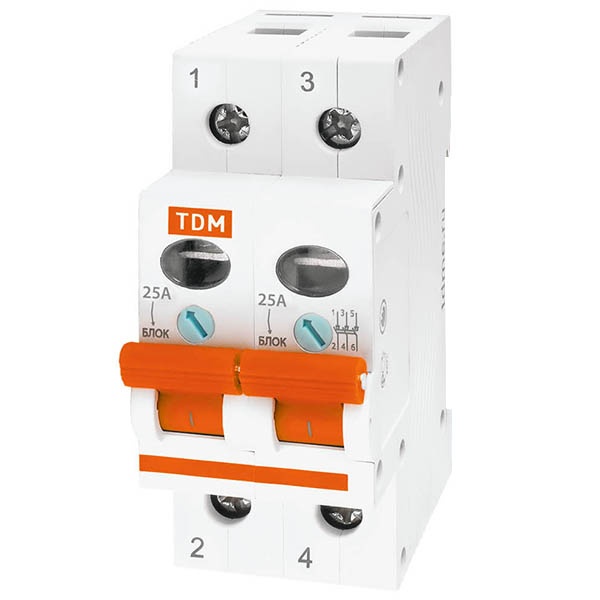 Выключатель нагрузки TDM ВН-32 2P 25A однофазный (рубильник)