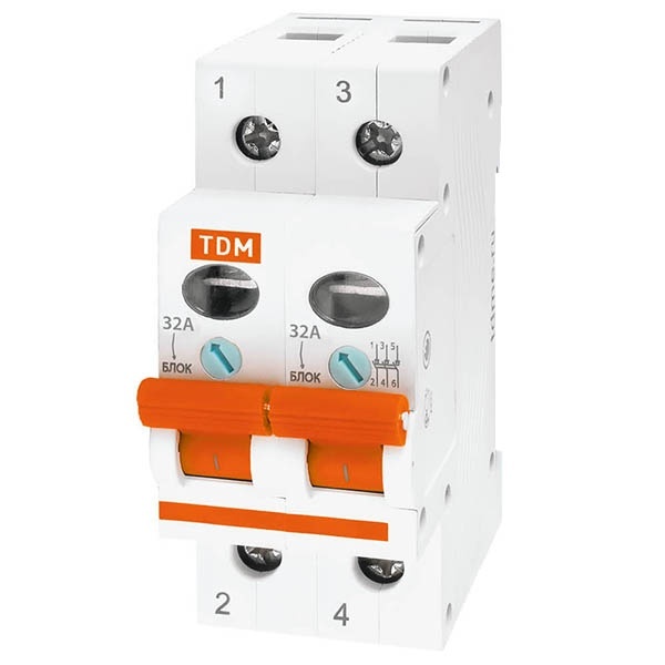 Выключатель нагрузки TDM ВН-32 2P 32A однофазный (рубильник)