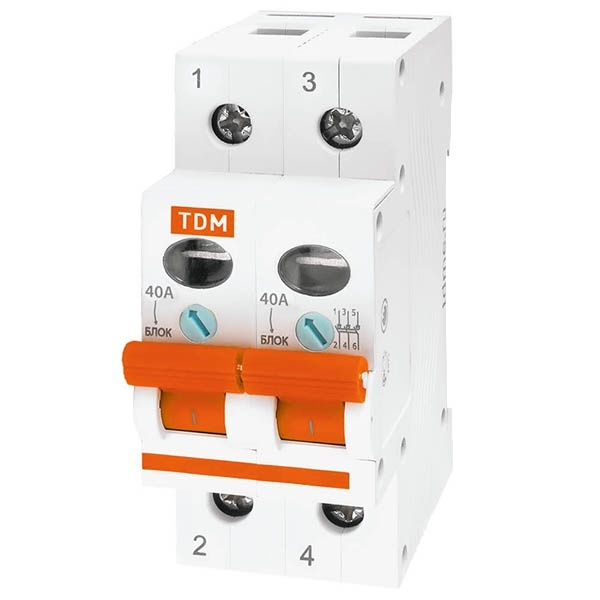 Выключатель нагрузки TDM ВН-32 2P 40A однофазный (рубильник)