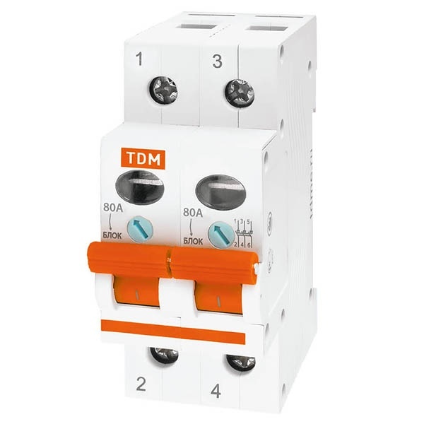 Выключатель нагрузки TDM ВН-32 2P 80A однофазный (рубильник)