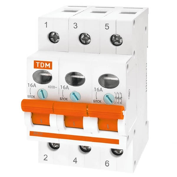 Выключатель нагрузки TDM ВН-32 3P 16A трехфазный (рубильник)