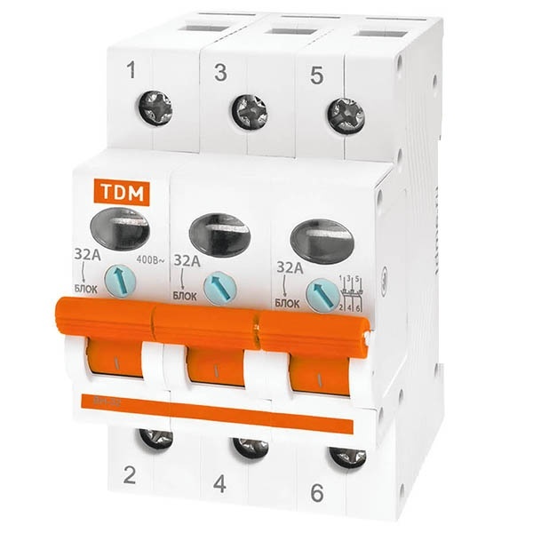 Выключатель нагрузки TDM ВН-32 3P 32A трехфазный (рубильник)