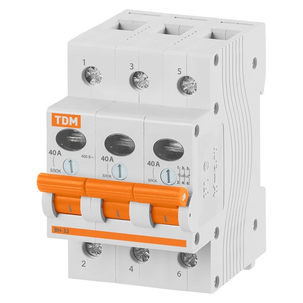 Выключатель нагрузки TDM ВН-32 3P 40A трехфазный (рубильник)