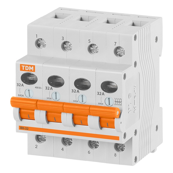 Выключатель нагрузки TDM ВН-32 4P 32A трехфазный (рубильник)