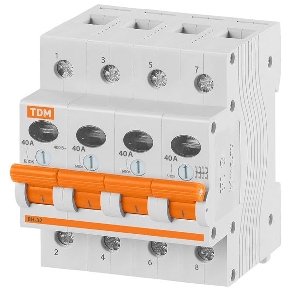 Выключатель нагрузки TDM ВН-32 4P 40A трехфазный (рубильник)