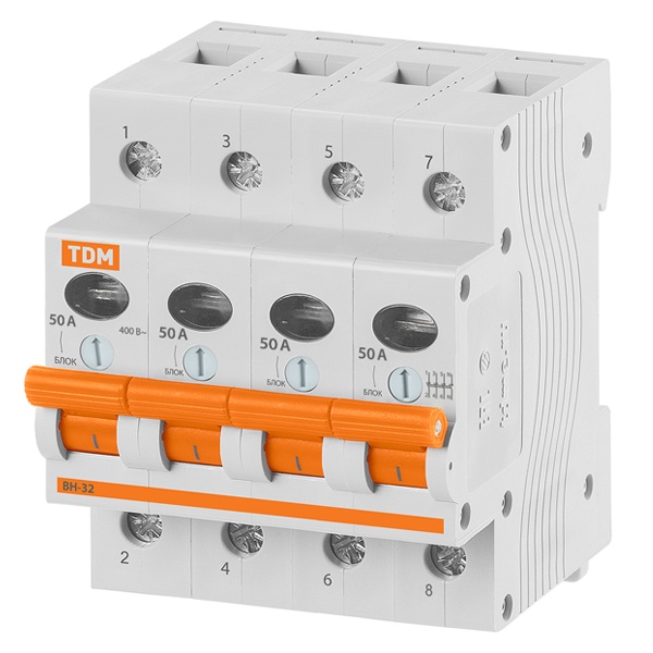 Выключатель нагрузки TDM ВН-32 4P 50A трехфазный (рубильник)