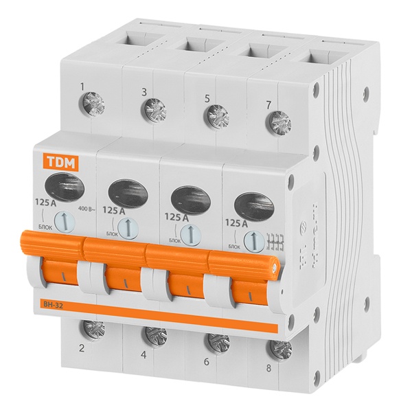 Выключатель нагрузки TDM ВН-32 4P 125A трехфазный (рубильник)