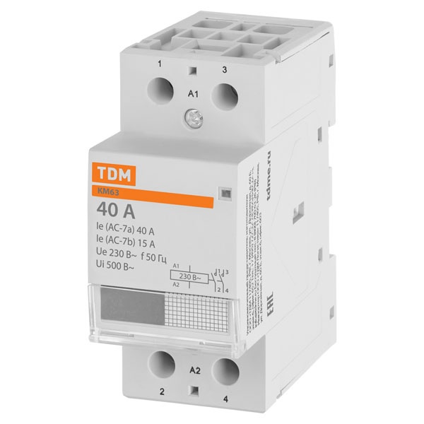 Контактор модульный TDM КМ63/2-40А 2НО 2 модуля