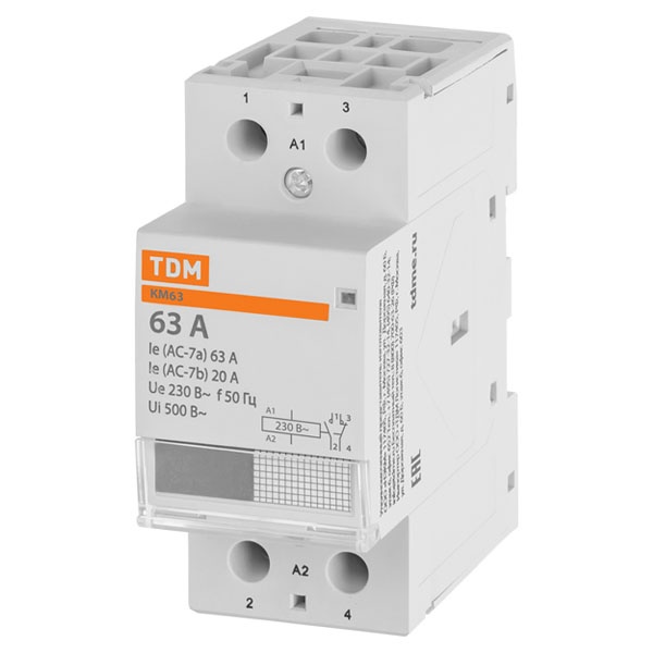 Контактор модульный TDM КМ63/2-63А 1НО;1НЗ 230В АС 2 модуля