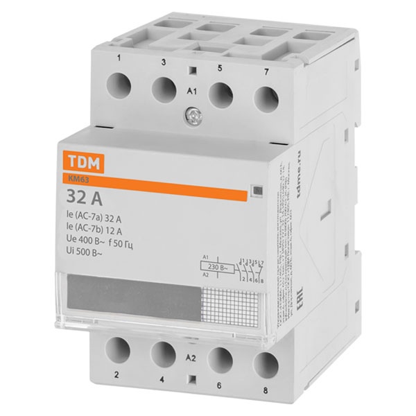 Контактор модульный TDM КМ63/4-32А 3НО;1НЗ 230В АС 3 модуля