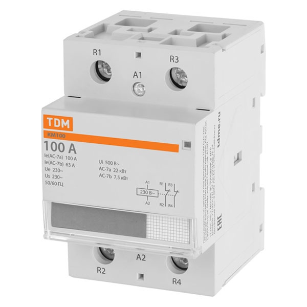 Контактор модульный TDM КМ100/2-100А 2НЗ 230В АС 3 модуля