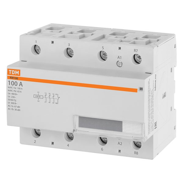 Контактор модульный TDM КМ100/4-100А 3НО;1НЗ 230В АС 6 модулей