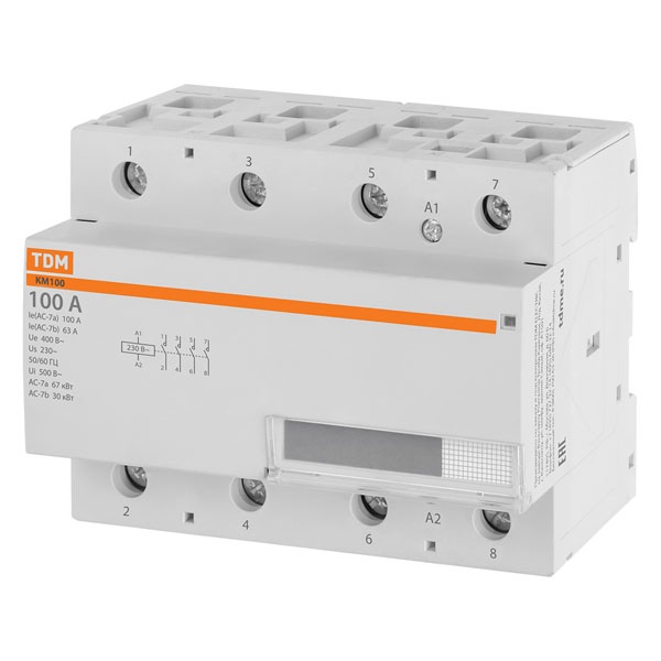 Контактор модульный TDM КМ100/4-100А 4НО 230В АС 6 модулей