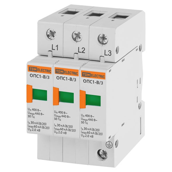 Разрядник TDM ОПС1-B 3Р In30kA Un400B Im60kA