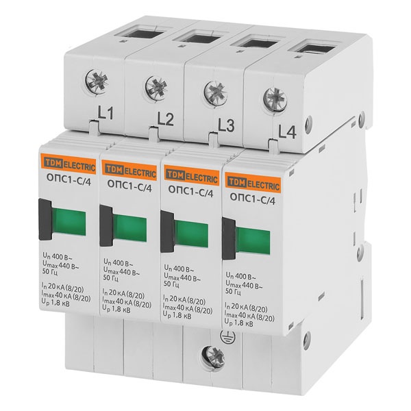 Разрядник TDM ОПС1-C 4Р In20kA Un400B Im40kA