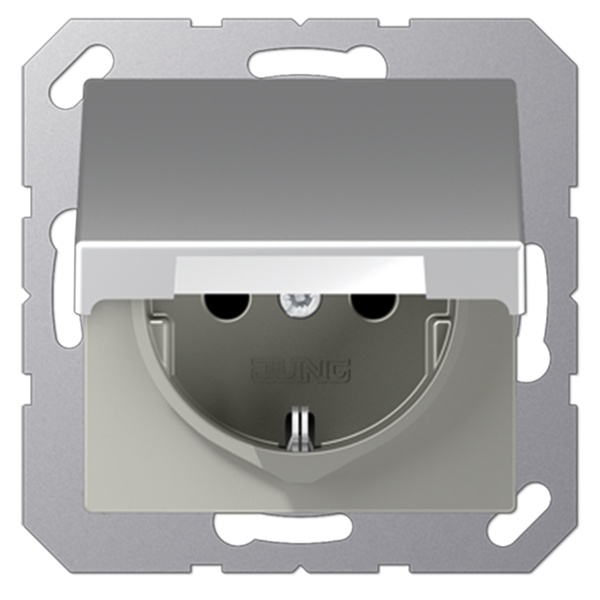 Розетка с заземлением Jung A автозажим с откидной крышкой Алюминий