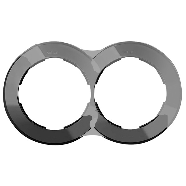 Рамка Simon 88 2 поста круг в круге воронёная сталь