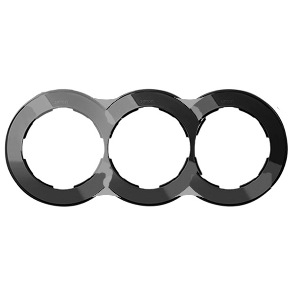 Рамка Simon 88 3 поста круг в круге воронёная сталь