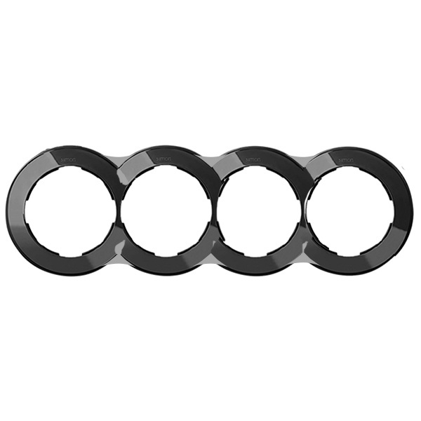 Рамка Simon 88 4 поста круг в круге воронёная сталь