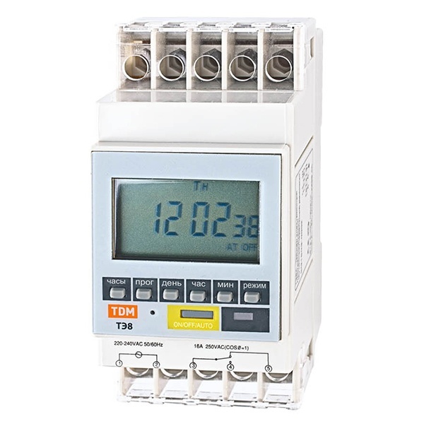 Таймер недельный электронный TDM ТЭ8A 16А 8 циклов