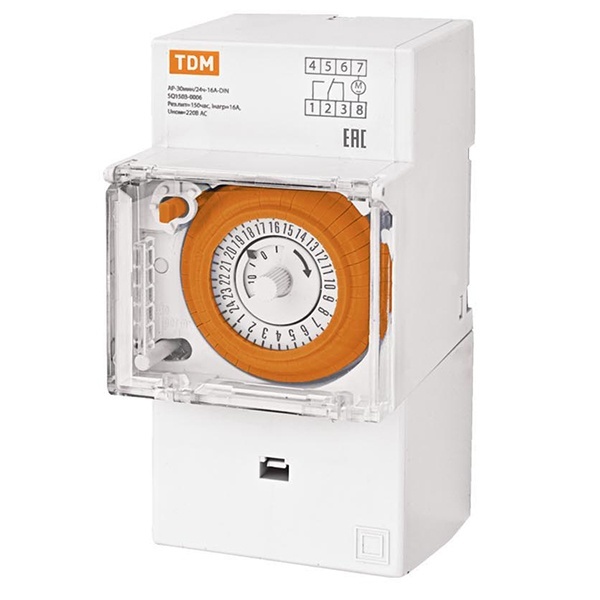 Таймер суточный аналоговый TDM АР 16А шаг 30мин