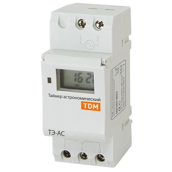 Таймер электронный астрономический суточный TDM ТЭ-АС 16А 8 циклов