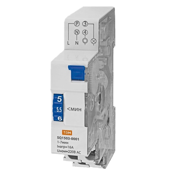 Таймер лестничный TDM ТЛ 16А, задержка на отключение от 1мин до 7мин