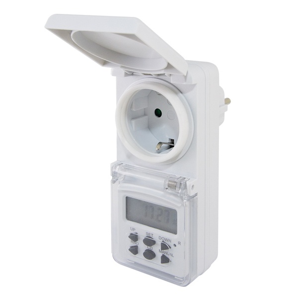 Розетка с электронным недельным таймером TDM ТРЭ-02 8А шаг 1мин. IP44