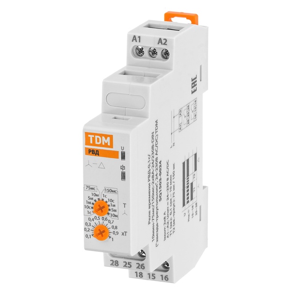Реле времени TDM РВД 0,1с/10мин-75мс/150мс 2х8А 24/230В Звезда-треугольник