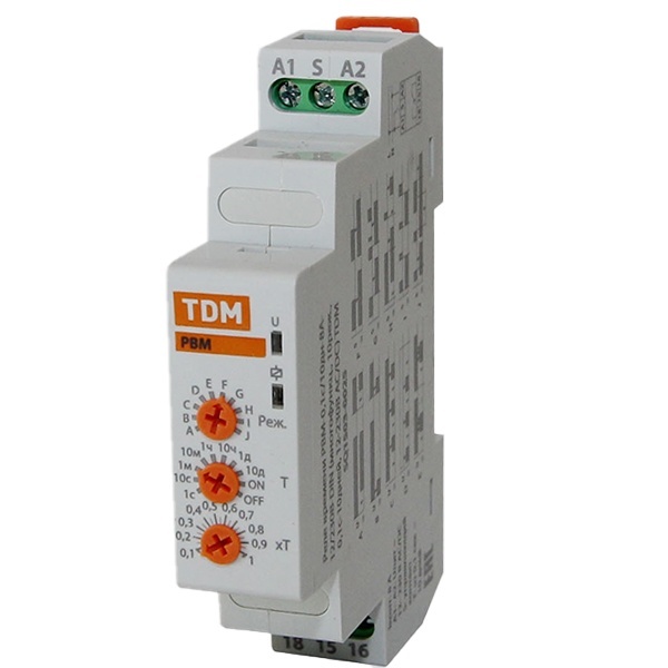 Реле времени многофункциональное TDM РВМ 0,1с/10дн 1НО/НЗ 8А 12/230В 10режимов