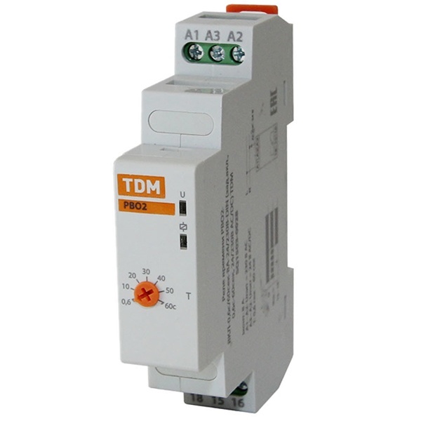 Реле времени TDM РВО2 0,6с/60сек 8А 24/230В задержка включения