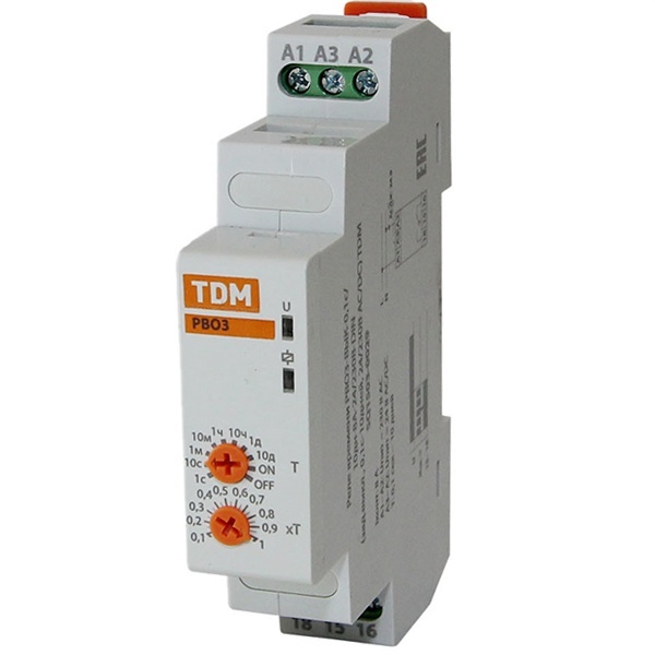 Реле времени TDM РВО3 0,1с/10дн 8А 24/230В задержка выключения