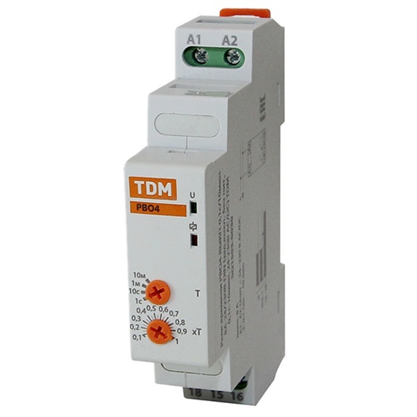 Реле времени TDM РВО4 0,1с/10мин 8А 24/230В задержка выключения (без питания)