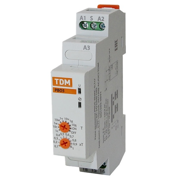 Реле времени TDM РВО5 0,1с/10дн 8А 230В задержка выключения (с управляющим сигналом)