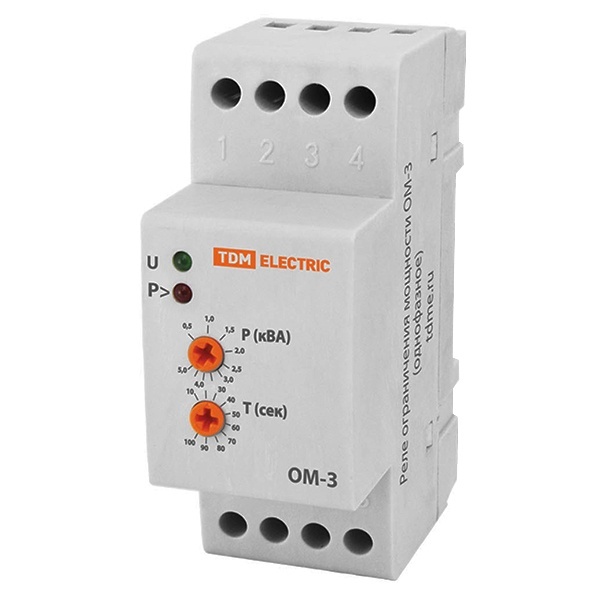 Ограничитель мощности TDM ОМ-3 16А 1-фазный, 0.5-5кВА