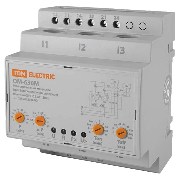 Ограничитель мощности TDM ОМ-630М 5-50кВт, 3-фазный, с реле напряжения