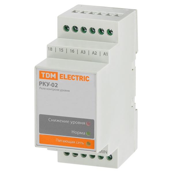 Реле контроля уровня TDM РКУ-02 230/400В, наполнение или дренаж, 3 датчика (без датчиков)
