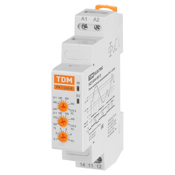 Однофазное реле контроля напряжения TDM РН-1 5А 220В