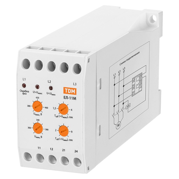 Реле контроля фаз серии TDM ЕЛ-11М 3х380В 1НО+1НЗ