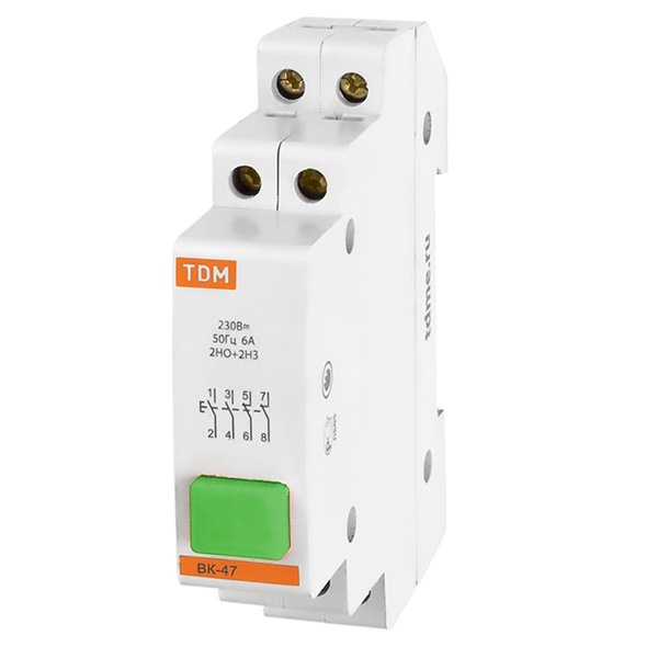 Выключатель кнопочный зеленый TDM ВК-47 2НО;2НЗ