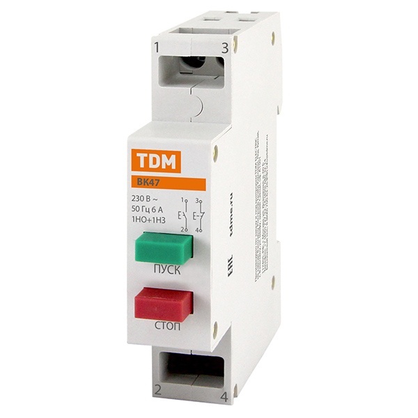 Выключатель кнопочный пуск-стоп (без фиксации) TDM ВК-47 1НО;1НЗ