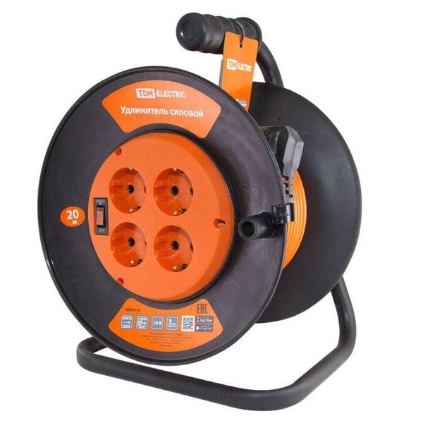 Удлинитель силовой на катушке TDM УКз10-004 20м ПВС 3х0,75
