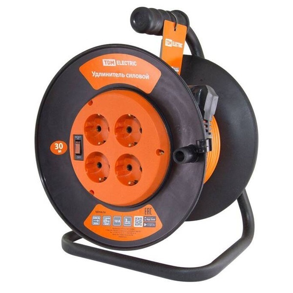 Удлинитель силовой на катушке TDM УКз10-004 30м ПВС 3х0,75