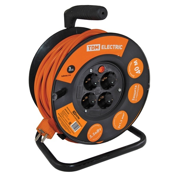 Удлинитель силовой на катушке TDM УКз16-004 40м ПВС 3х1,5