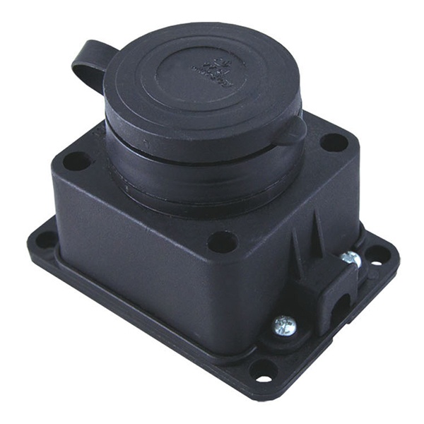 Розетка настенная с заглушкой TDM 2Р+Е 16А каучуковая IP44 черная