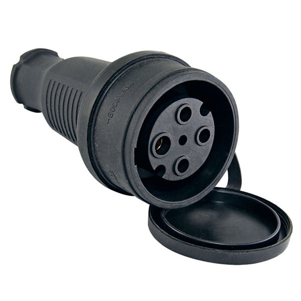 Разъем с заглушкой каучук TDM 3Р+РЕ 32А 380В IP44 черная