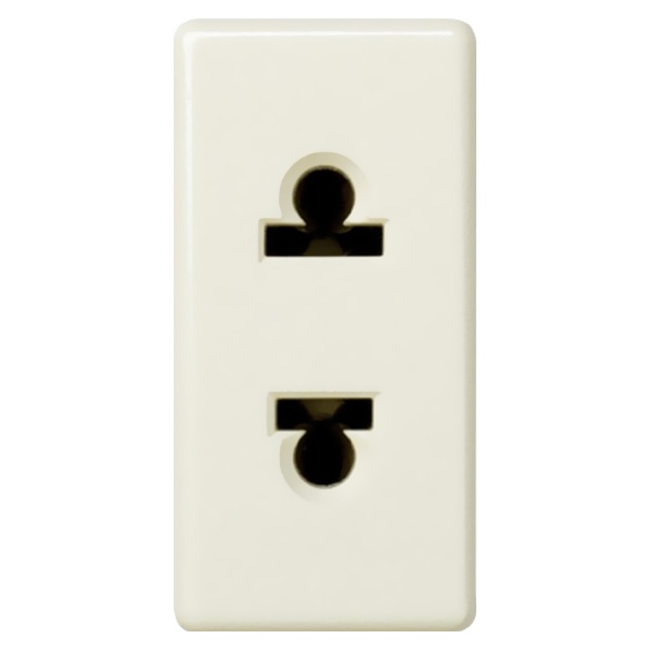 Розетка Simon 27 2Р евро-американский стандарт 16А 250В узкий модуль, слоновая кость (бежевый)