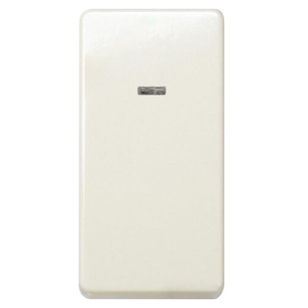 Выключатель одноклавишный кнопочный с подсветкой Simon 27 10А 250В узкий модуль, слоновая кость (бежевый)