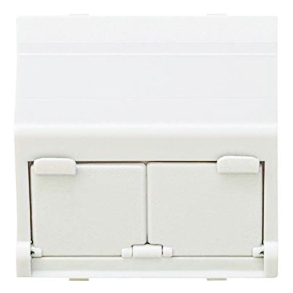 Адаптер Simon 27 со шторками на 2 коннектора AMP и SYSTYMAX широкий модуль, белый